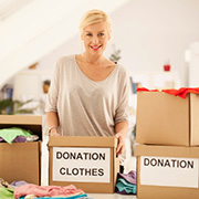 Woman Donating Clothes